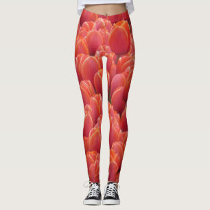 Leggings Legs de champ de tulipes rouges