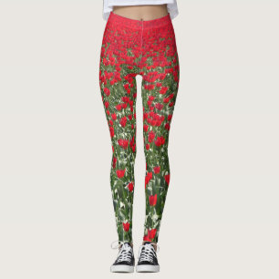 Leggings Legs de champ de tulipes rouges brillantes