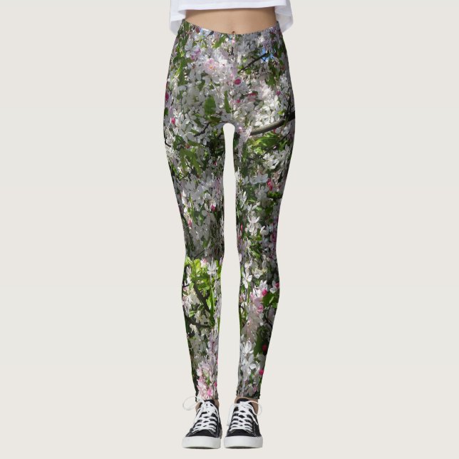 Leggings Legs de fleurs roses (Devant)