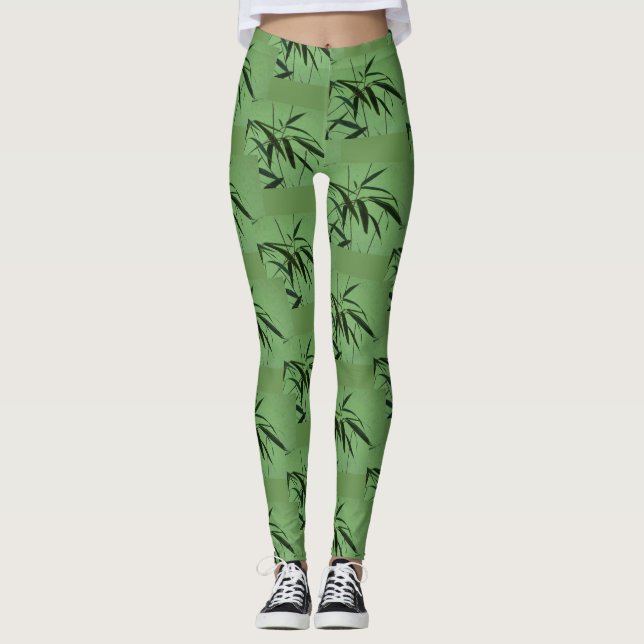 Leggings Legs Motif en bambou vert (Devant)