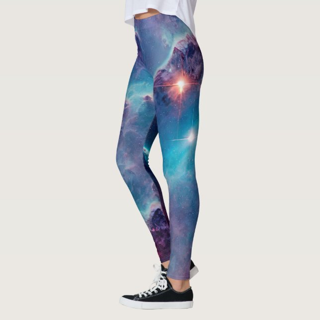 Leggings Legs Univers Nébuleuse Cosmique Bleue (Gauche)