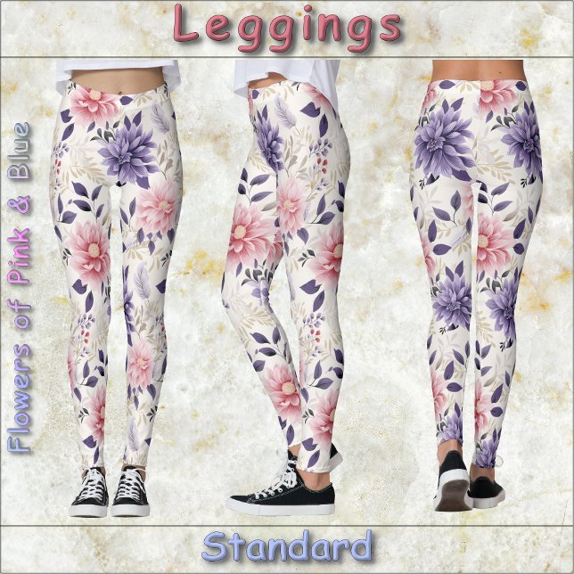 Leggings LÉGUMES - Fleurs de rose et de bleu (Créateur téléchargé)