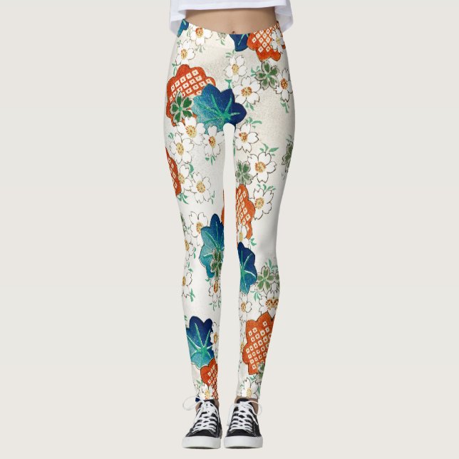 LEGGINGS LÉGUMES IMPRIMÉES FLEURS MOTIFS JAPONAISES (Devant)