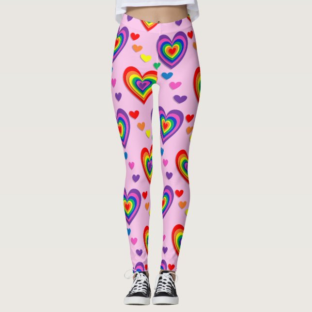 Leggings Légumineuses à coeur arc-en-ciel (Devant)