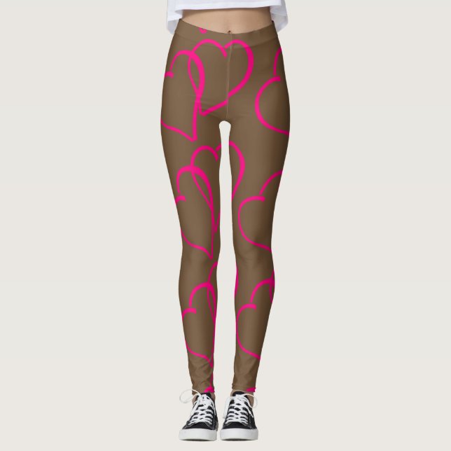 Leggings Légumineuses à double coeur brun (Devant)