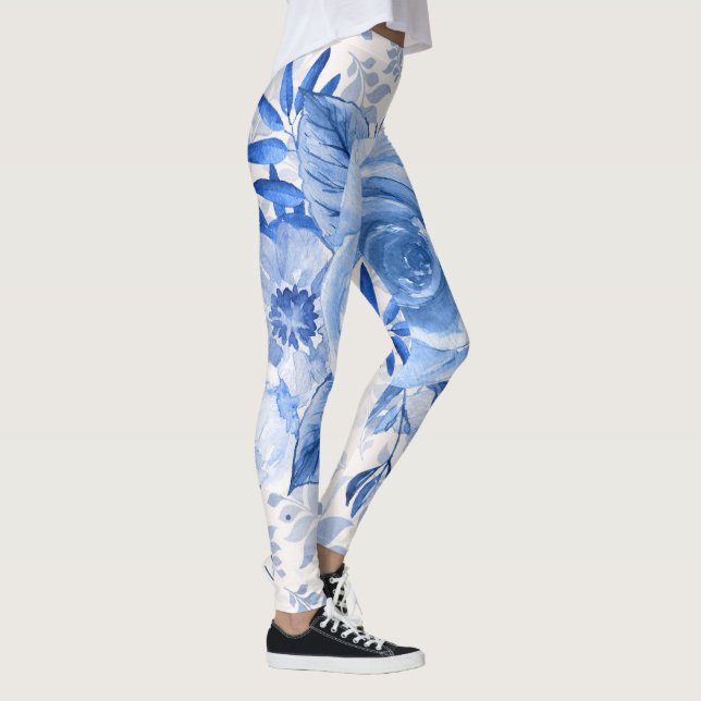 Leggings Légumineuses à fleurs bleues pour femmes stylishte (Droite)