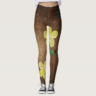 Leggings légumineuses à fleurs jaunes