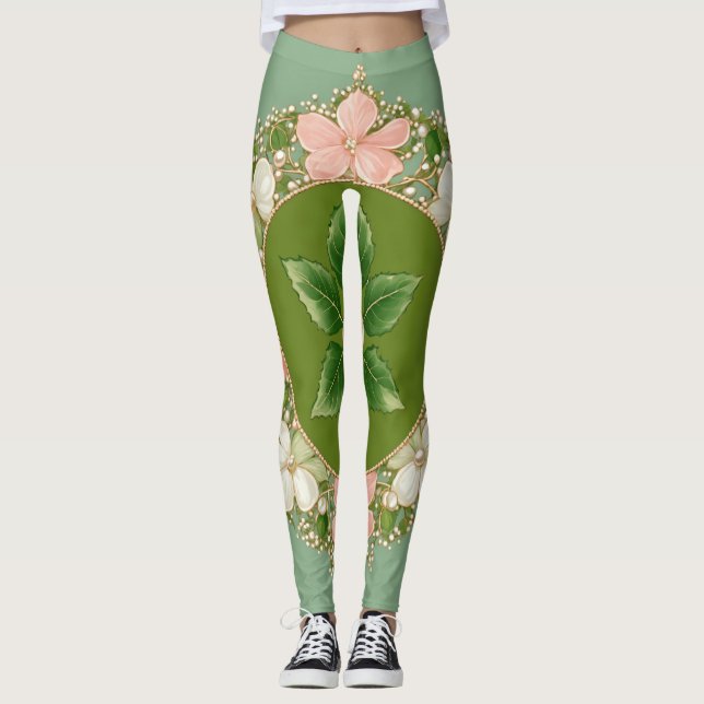 Leggings légumineuses à fleurs pastales (Devant)