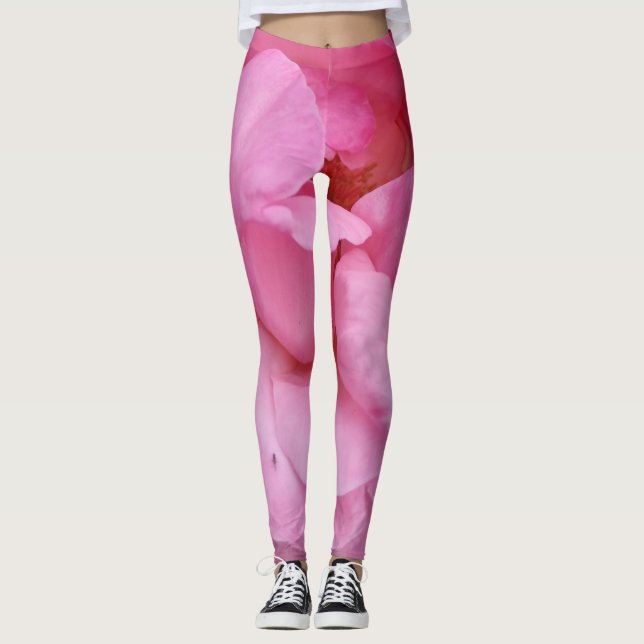 Leggings Légumineuses à fleurs roses (Devant)