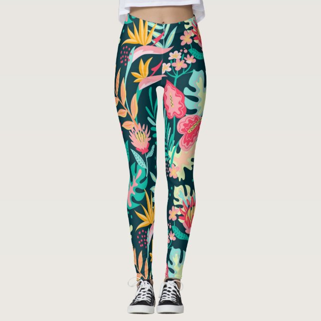Leggings Légumineuses à fleurs tropicales (Devant)
