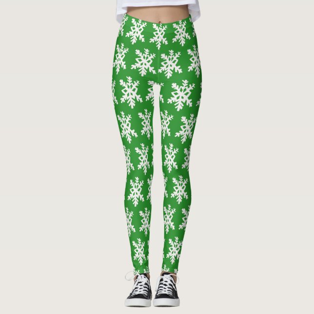 Leggings Légumineuses à flocon de neige vert (Devant)