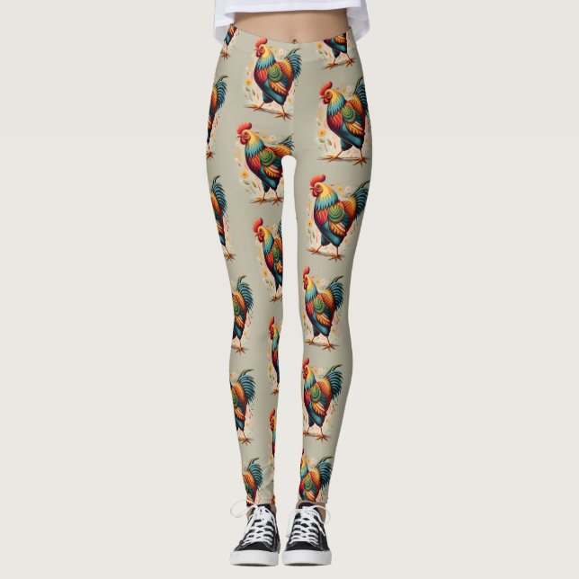 Leggings Légumineuses à impression de poulet (Devant)