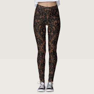 Leggings Légumineuses à motifs floraux de tigre brun noir m
