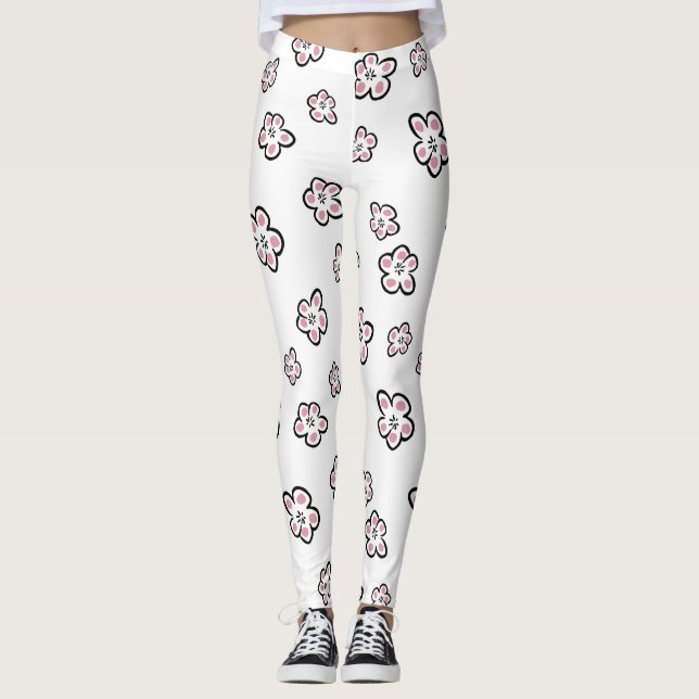 Leggings légumineuses à motifs floraux roses (Devant)