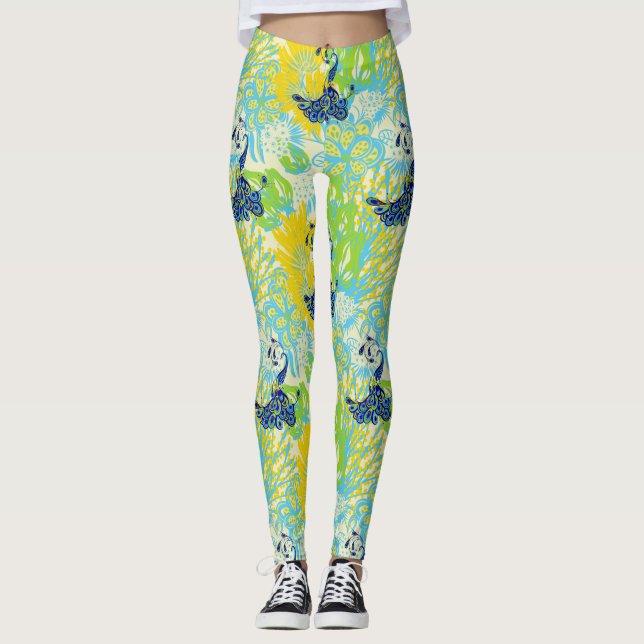 Leggings légumineuses à paon à fleurs (Devant)