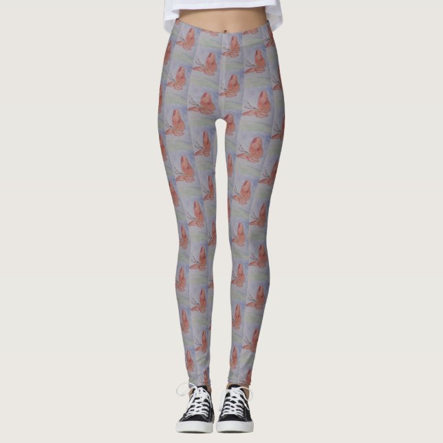Leggings Légumineuses à papillon rose (Devant)