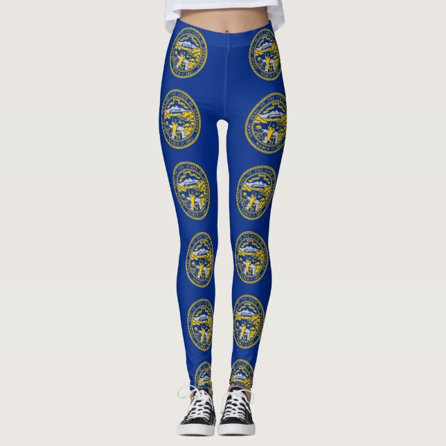 Leggings Légumineuses avec drapeau de l'État du Nebraska, É (Devant)