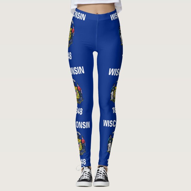 Leggings Légumineuses avec drapeau de l'État du Wisconsin,  (Devant)