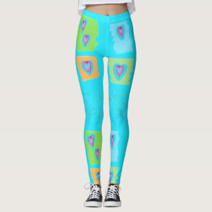 Leggings Légumineuses Bleues Avec Coeurs