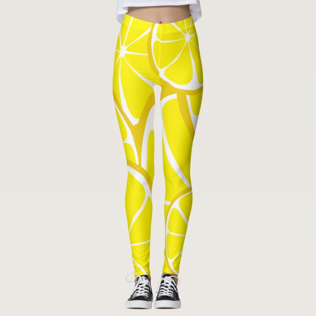Leggings Légumineuses Citrus Citron d'été - Gras Imprimer (Devant)