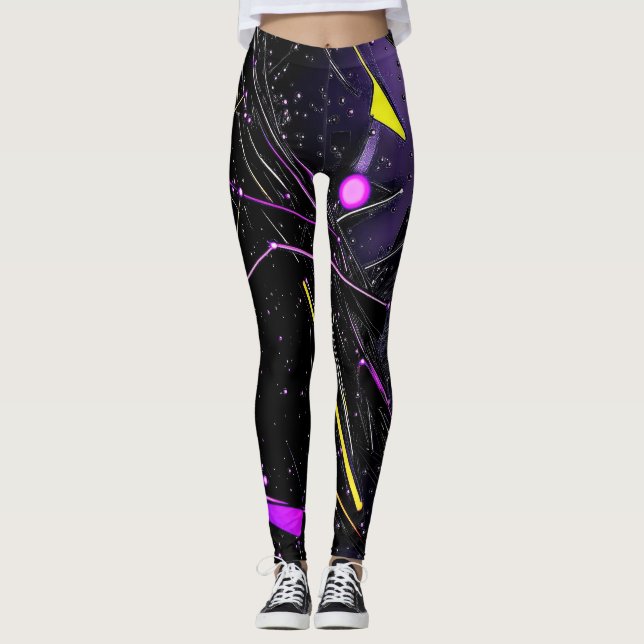 Leggings Légumineuses cosmiques Neon Futuriste Galaxie Legg (Devant)