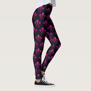 Leggings Légumineuses/crânes, os croisés et étoiles