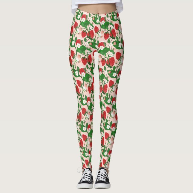 Leggings Légumineuses de vigne fraise et florale (Devant)