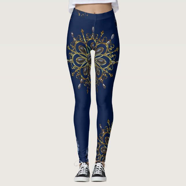 Leggings légumineuses d'or bleu (Devant)