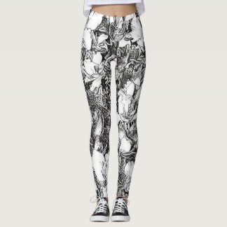 Leggings Légumineuses florales avec effet stylo