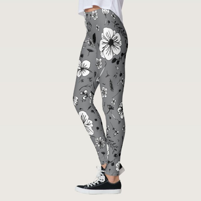 Leggings Légumineuses grises florales (Gauche)