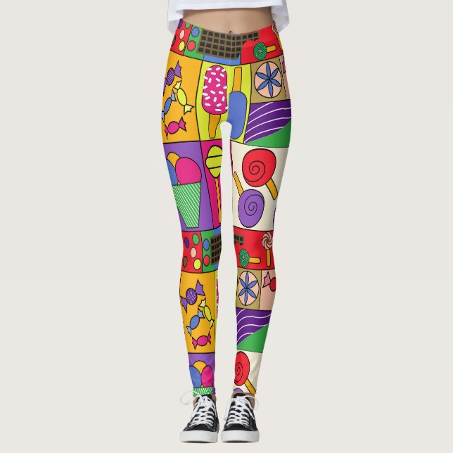 Leggings Légumineuses mignonnes avec bonbons, crème glacée, (Devant)