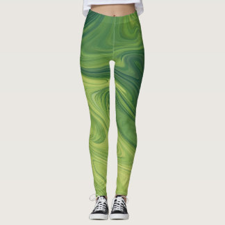 Leggings légumineuses motifs à texture liquide verte