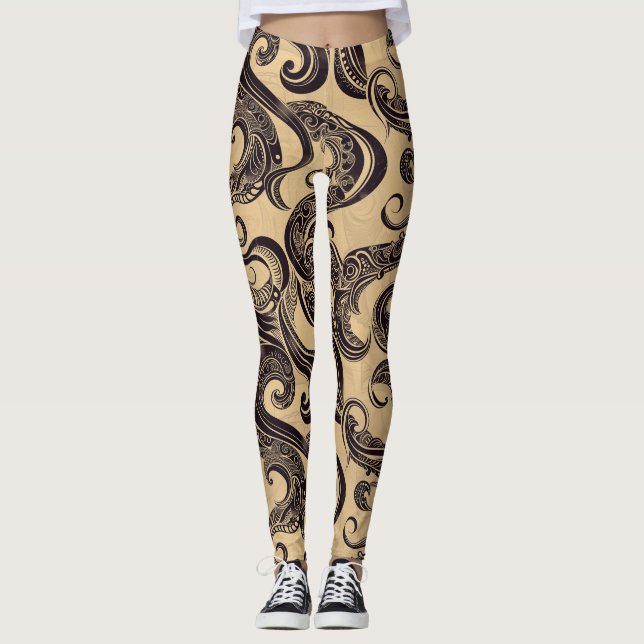 Leggings Légumineuses motifs de tatouage (Devant)