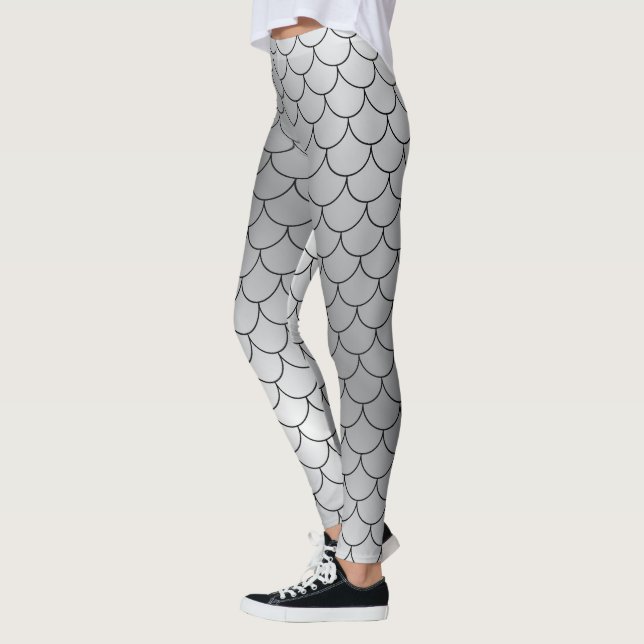 Leggings Légumineuses motifs en argent et en serpent noir (Gauche)