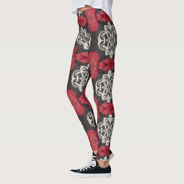 Leggings Légumineuses motifs noires, blanches, rouges (Gauche)