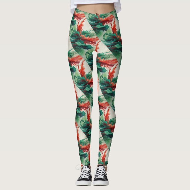 Leggings Légumineuses rouges vertes (Devant)