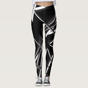 Leggings Légumineuses uniques en noir et blanc 492