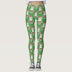 Leggings Légumineuses vertes motifs de vache de Noël
