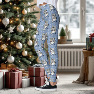 Leggings L'élégance hivernale de la panthère des neiges ble