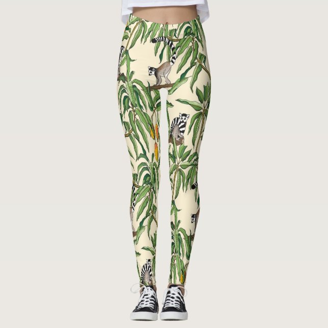 Leggings lémuriens et branches mangue sans soudure motif (Devant)