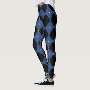 Leggings Lens Flares Arlequin Motif bleu/noir