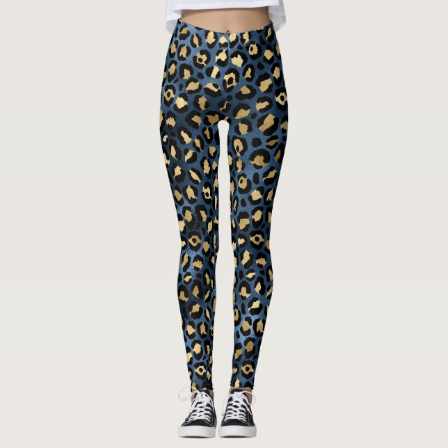 Leggings Leopard bleu et or (Devant)