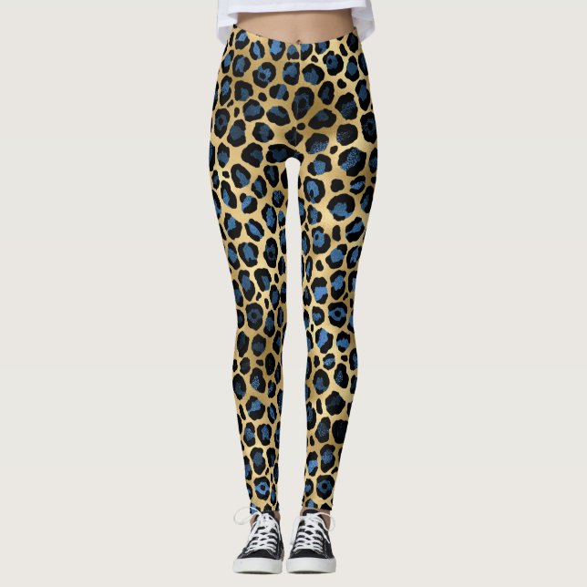 Leggings Leopard bleu or (Devant)