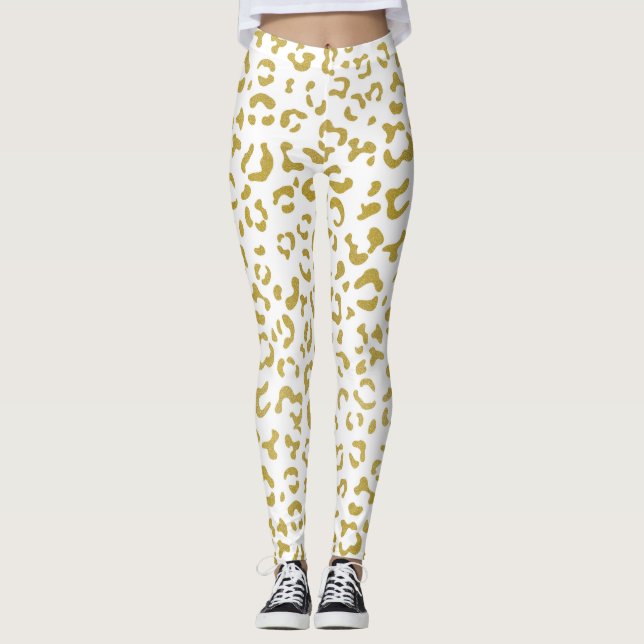 Leggings Leopard d'or, Parties scintillant d'or, Empreinte  (Devant)