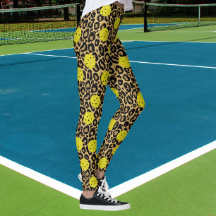 Leggings Léopard Exotique Poster de animal Jaune Pickleball