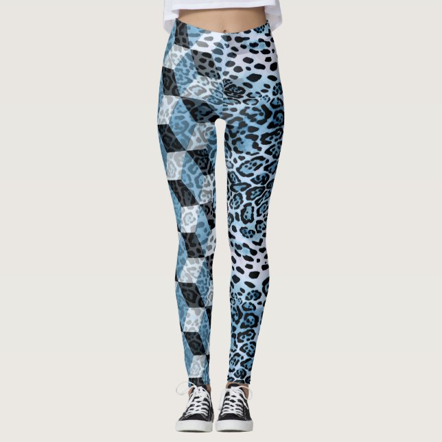 Leggings Léopard Géométrique, Design de peau animale. (Devant)