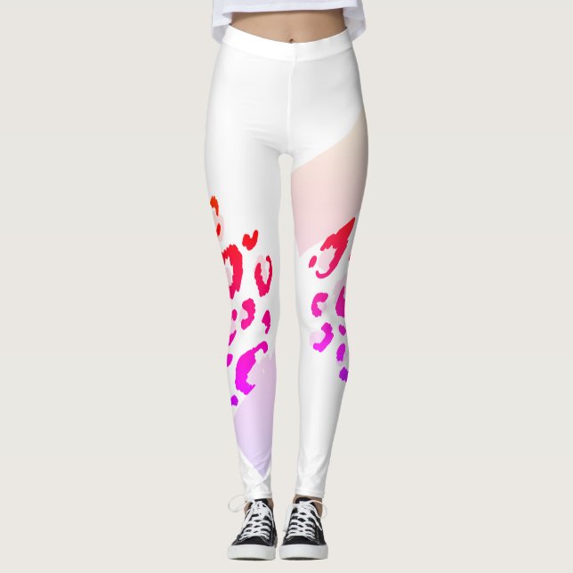 Leggings  Léopard Rose Géométrique  (Devant)