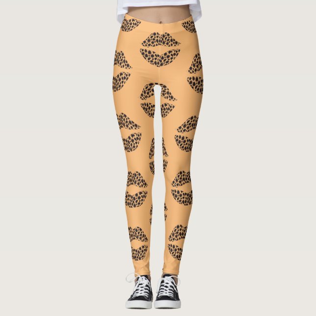 Leggings Leopard Spots Lipstick Kiss Thunder_Cove (Devant)