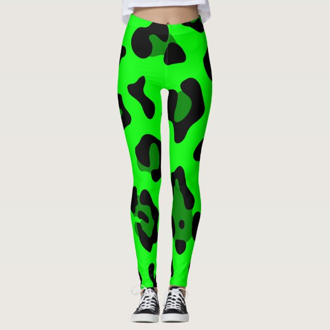 Leggings léopard vert acide (Devant)
