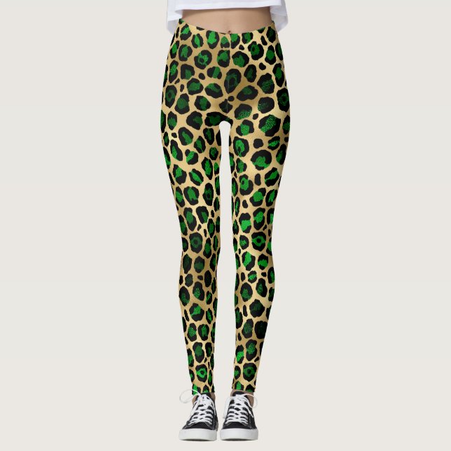 Leggings Leopard vert et or (Devant)